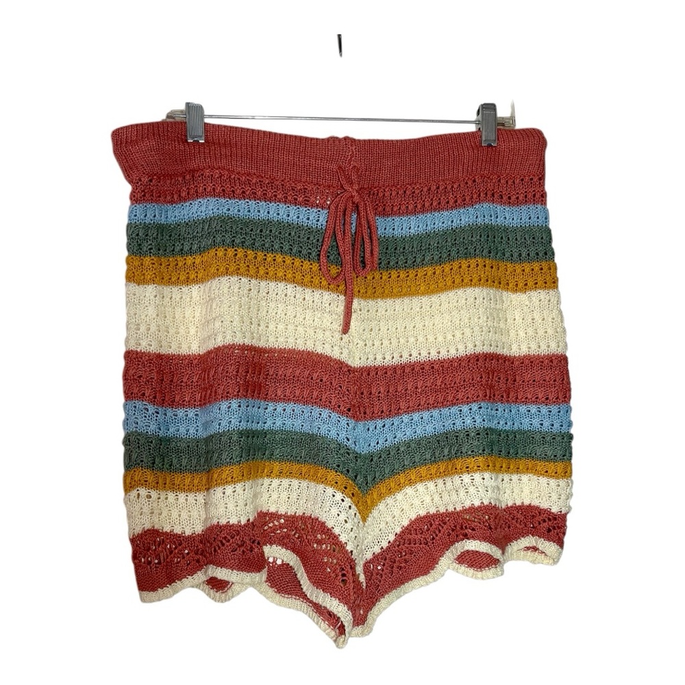 JOLIE & JOY Striped Crochet Shorts